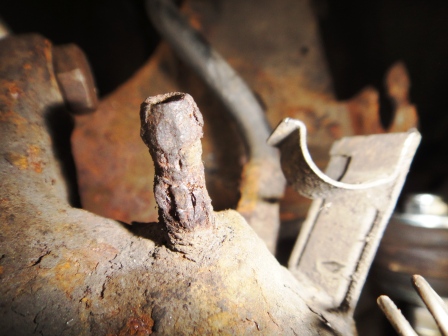 A brake caliper bleed nipple rusted to a simple rod