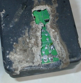 Battery fumes can eat plastic